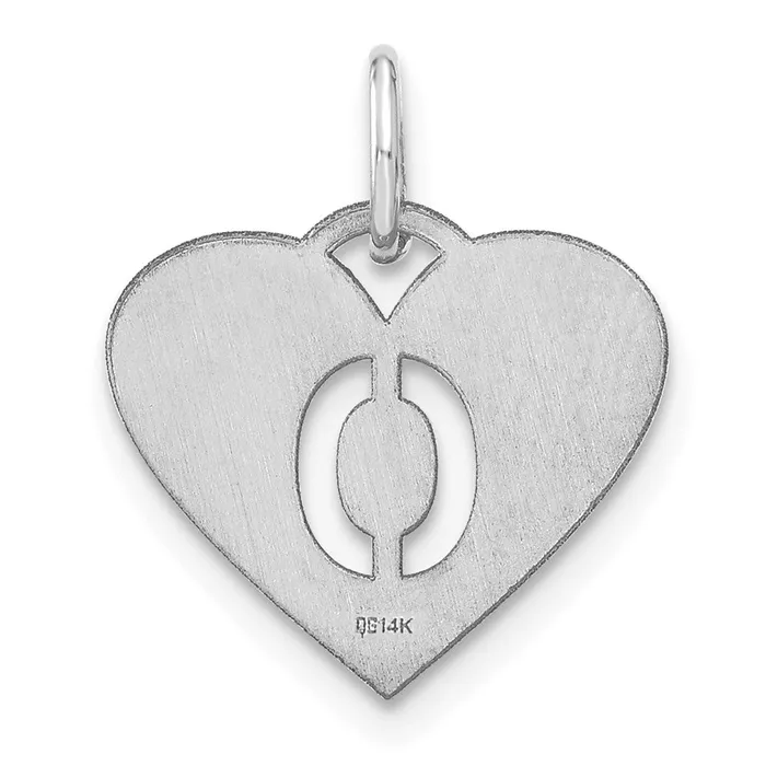 Necklaces TreasureFineJewelers Sterling Silver Rhodiumplated Heart Letter O Initial Charm