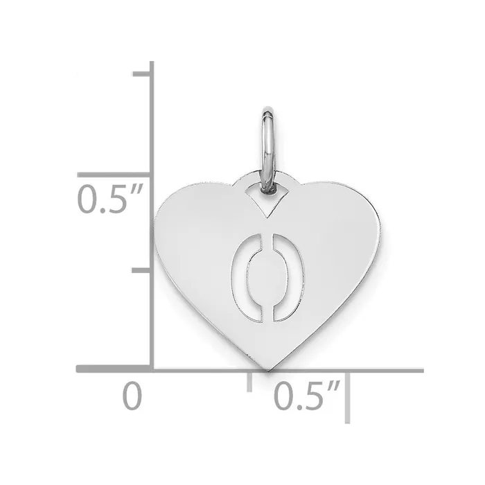 Necklaces TreasureFineJewelers Sterling Silver Rhodiumplated Heart Letter O Initial Charm