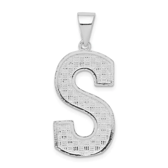 Necklaces TreasureFineJewelers Sterling Silver Rhodiumplated Letter S Initial Pendant Necklaces TreasureFineJewelers Sterling Silver Rhodiumplated Letter S Initial Pendant