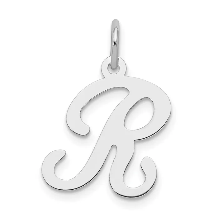 Necklaces TreasureFineJewelers Sterling Silver Rhodiumplated Stamped Letter R Initial Charm
