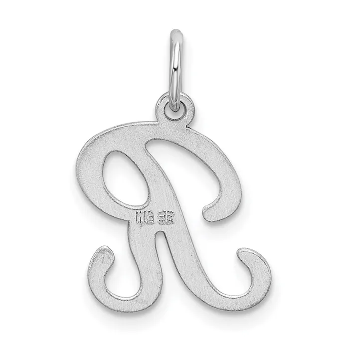Necklaces TreasureFineJewelers Sterling Silver Rhodiumplated Stamped Letter R Initial Charm