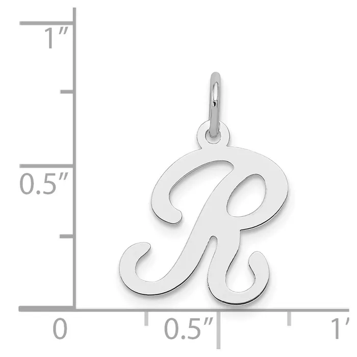 Necklaces TreasureFineJewelers Sterling Silver Rhodiumplated Stamped Letter R Initial Charm