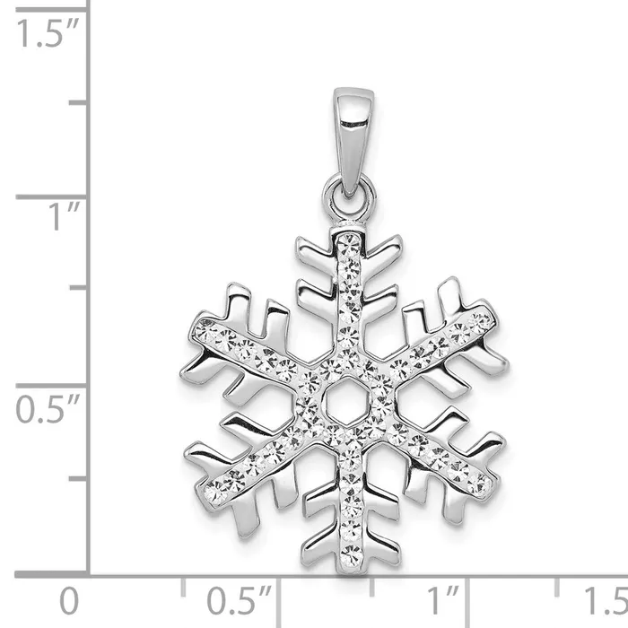 Necklaces TreasureFineJewelers Sterling Silver Rhodium Plated Stellux Crystal Snowflake Pendant