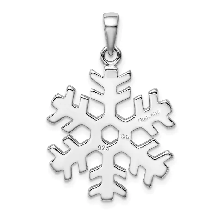 Necklaces TreasureFineJewelers Sterling Silver Rhodium Plated Stellux Crystal Snowflake Pendant
