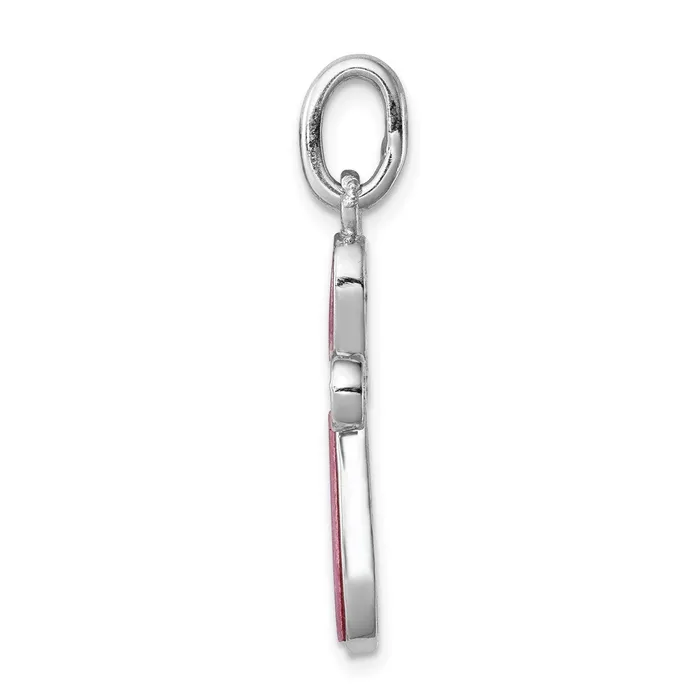 Necklaces TreasureFineJewelers Sterling Silver RhodiumplatedPink Mother of Pearl Cross Pendant