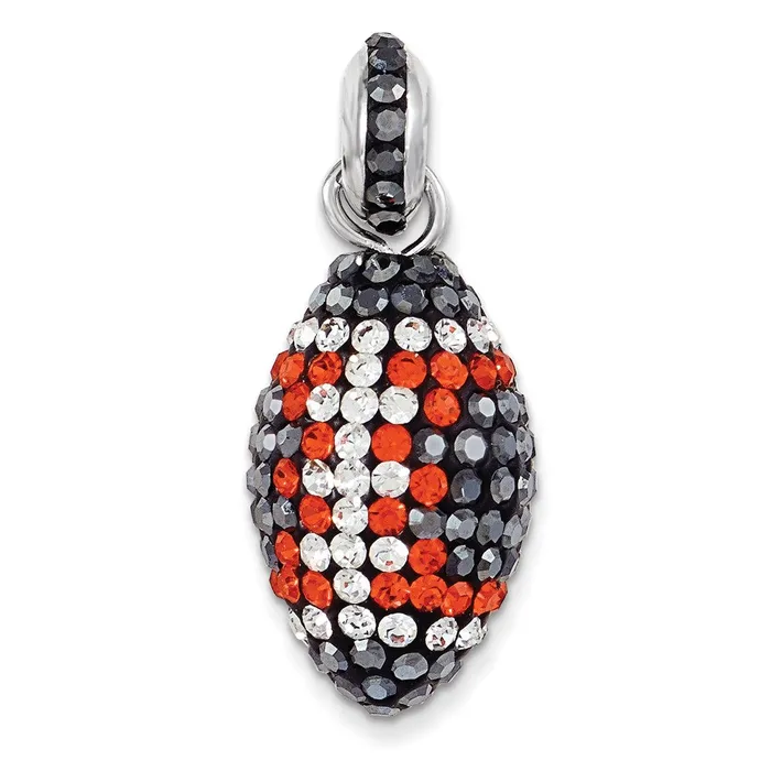 Necklaces TreasureFineJewelers Sterling Silver Swarovski Elements Football Pendant Necklaces TreasureFineJewelers Sterling Silver Swarovski Elements Football Pendant