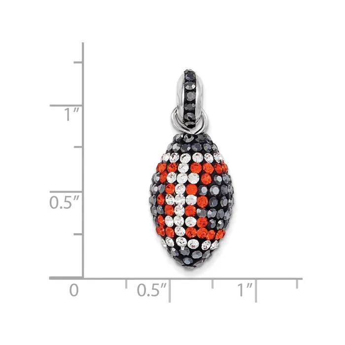 Necklaces TreasureFineJewelers Sterling Silver Swarovski Elements Football Pendant