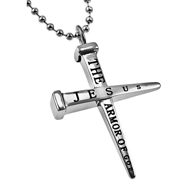 North Arrow Shop Necklaces Nail Cross Necklace ARMOR OF GOD Ephesians 6 Bible Verse Stainless Steel Bead Chain for Men North Arrow Shop Necklaces Nail Cross Necklace ARMOR OF GOD Ephesians 6 Bible Verse Stainless Steel Bead Chain for Men