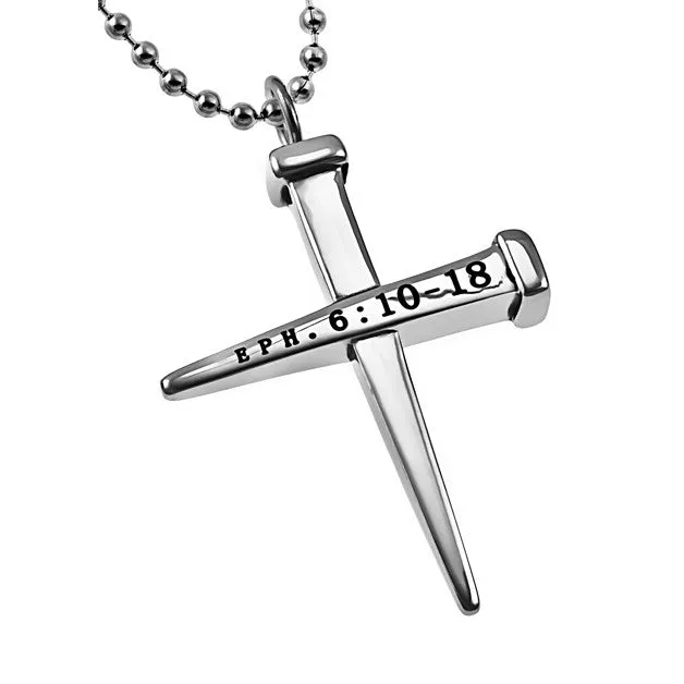 North Arrow Shop Necklaces Nail Cross Necklace ARMOR OF GOD Ephesians 6 Bible Verse Stainless Steel Bead Chain for Men North Arrow Shop Necklaces Nail Cross Necklace ARMOR OF GOD Ephesians 6 Bible Verse Stainless Steel Bead Chain for Men