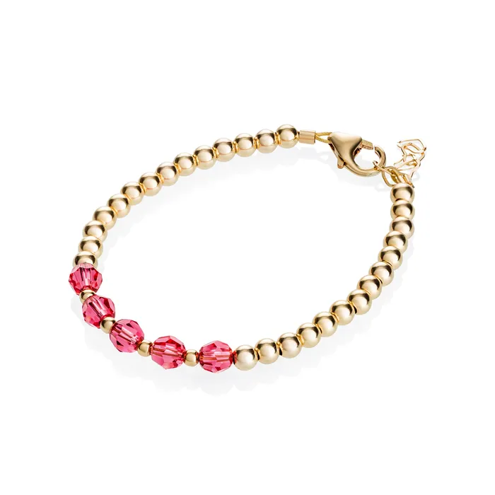 Perfect Piercing Bracelets Gold filled and hot pink crystal beaded adjustable bracelet Perfect Piercing Bracelets Gold filled and hot pink crystal beaded adjustable bracelet