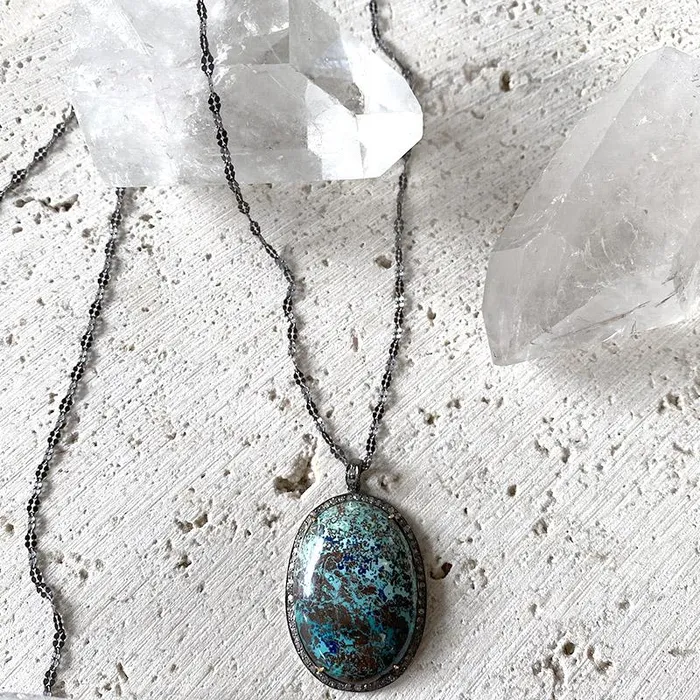 Shattuckite Diamond Necklace Robindira Unsworth Necklaces