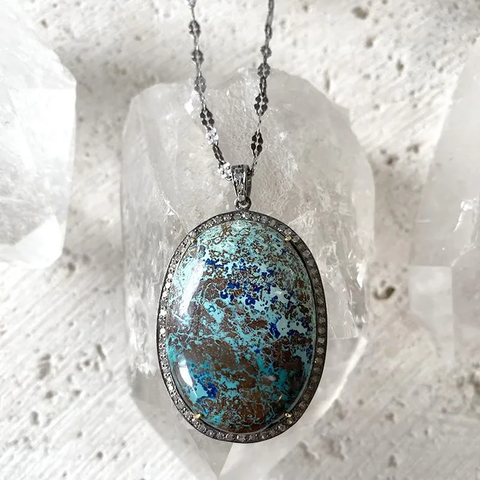 Shattuckite Diamond Necklace Robindira Unsworth Necklaces