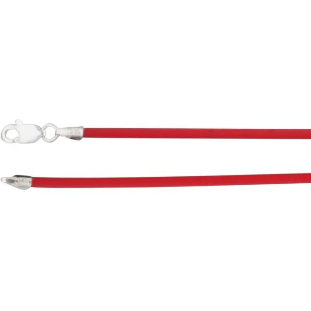 Sterling Silver 15 mm Cherry Red Rubber Cord 16 Necklace TreasureFineJewelers Necklaces Sterling Silver 15 mm Cherry Red Rubber Cord 16 Necklace TreasureFineJewelers Necklaces