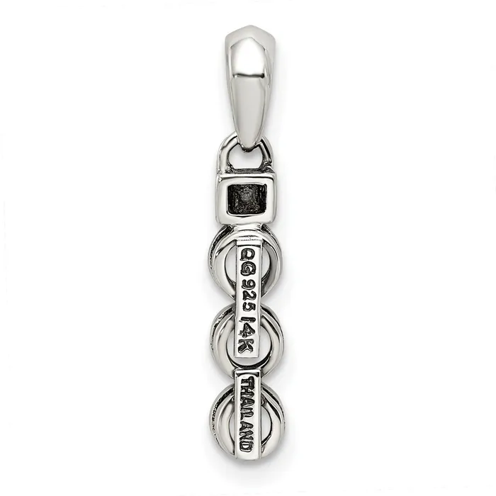 Sterling Silver 14k Threestone and Diamond Mothers Pendant TreasureFineJewelers Necklaces