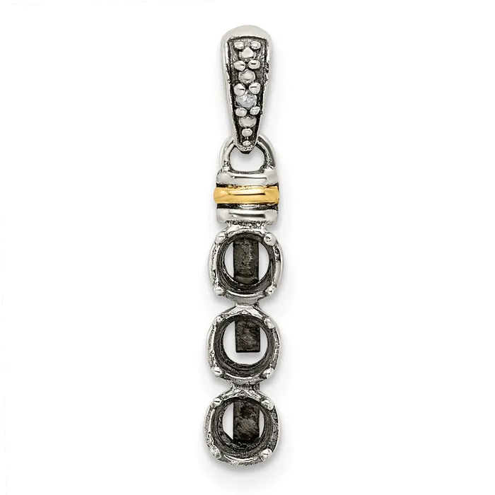 Sterling Silver 14k Threestone and Diamond Mothers Pendant TreasureFineJewelers Necklaces