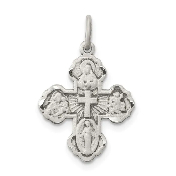 Sterling Silver Antiqued Mini 4way Medal Cross Pendant TreasureFineJewelers Necklaces Sterling Silver Antiqued Mini 4way Medal Cross Pendant TreasureFineJewelers Necklaces