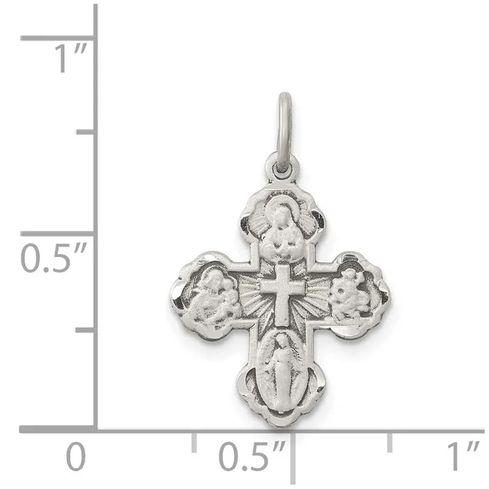 Sterling Silver Antiqued Mini 4way Medal Cross Pendant TreasureFineJewelers Necklaces