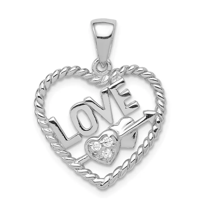 Sterling Silver CZ Love Heart Pendant TreasureFineJewelers Necklaces
