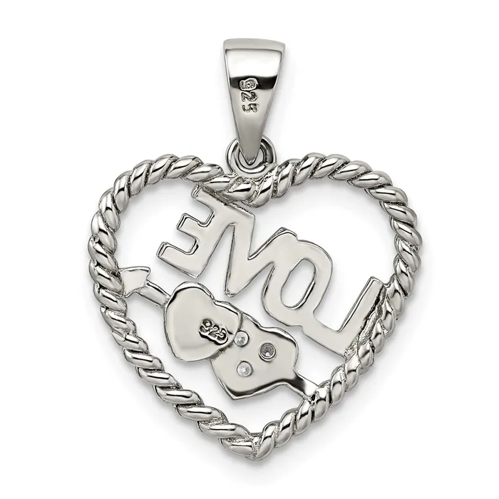 Sterling Silver CZ Love Heart Pendant TreasureFineJewelers Necklaces