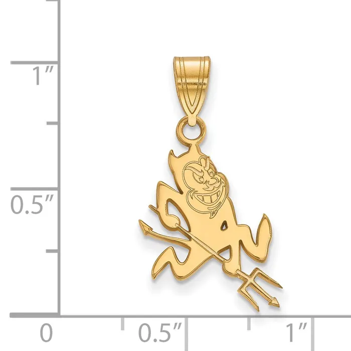 Sterling Silver Goldplated Arizona State University Sun Devil Medium Pendant TreasureFineJewelers Necklaces