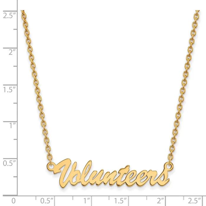 Sterling Silver Goldplated University of Tennessee Volunteers Script Medium Pendant 18 inch Necklace TreasureFineJewelers Necklaces