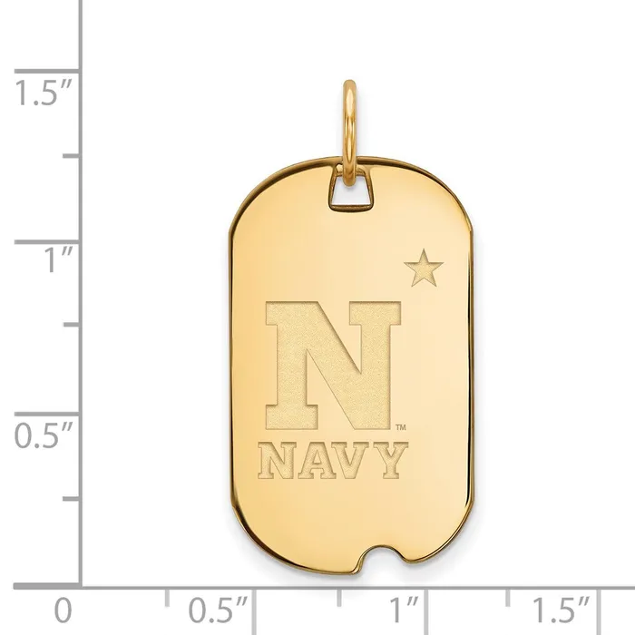 Sterling Silver Goldplated US Naval Academy Small Dog Tag Pendant TreasureFineJewelers Necklaces