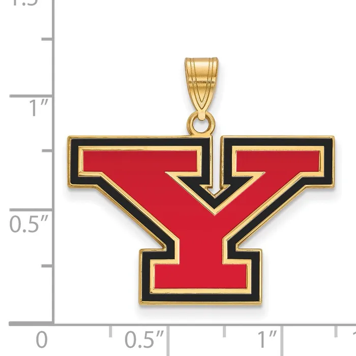 Sterling Silver Goldplated Youngstown State University Letter Y Large Enameled Pendant TreasureFineJewelers Necklaces