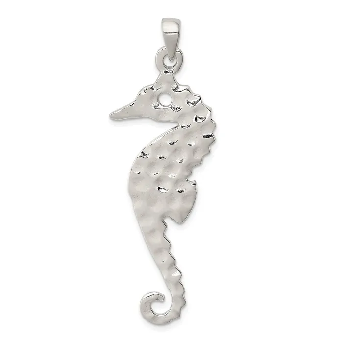 Sterling Silver Hammered Polished Seahorse Pendant TreasureFineJewelers Necklaces Sterling Silver Hammered Polished Seahorse Pendant TreasureFineJewelers Necklaces
