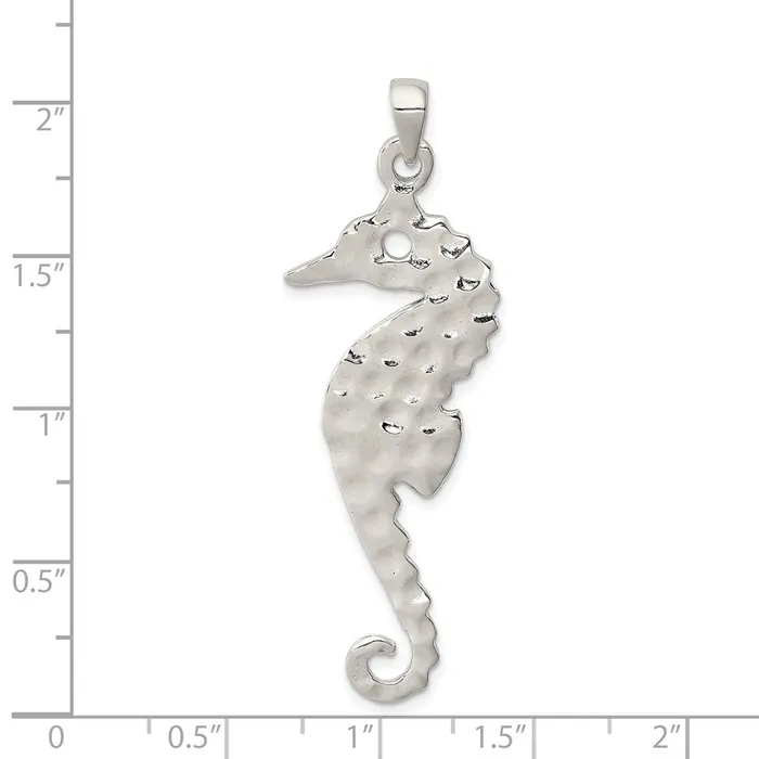 Sterling Silver Hammered Polished Seahorse Pendant TreasureFineJewelers Necklaces