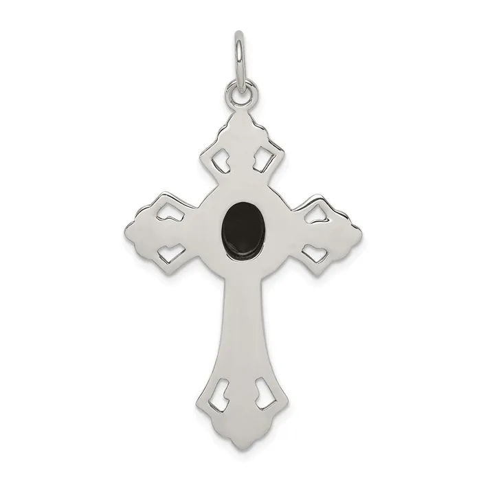 Sterling Silver Onyx Antiqued Cross Pendant TreasureFineJewelers Necklaces