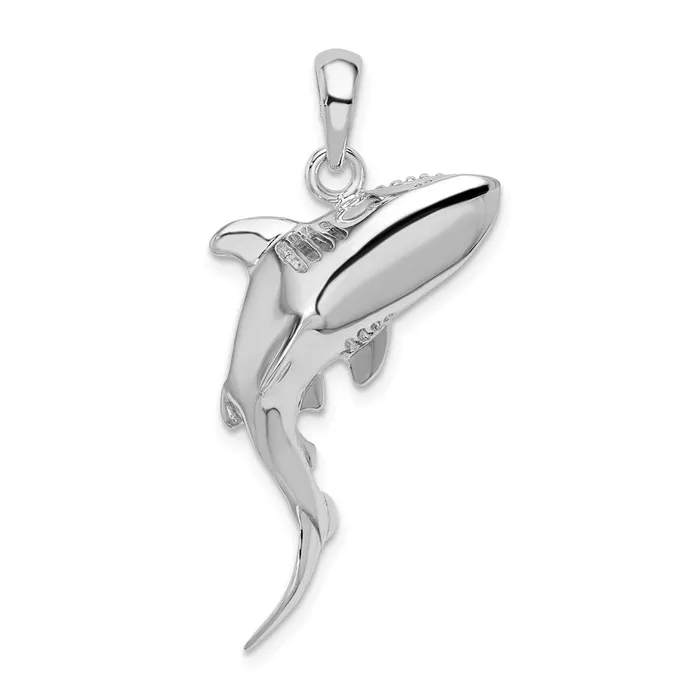 Sterling Silver Polished 3D Swimming Shark Pendant TreasureFineJewelers Necklaces Sterling Silver Polished 3D Swimming Shark Pendant TreasureFineJewelers Necklaces