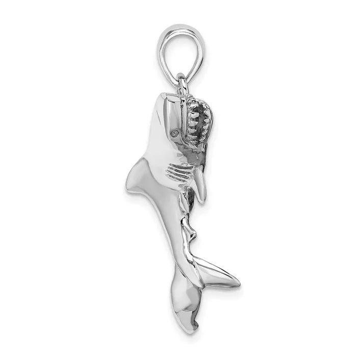 Sterling Silver Polished 3D Swimming Shark Pendant TreasureFineJewelers Necklaces