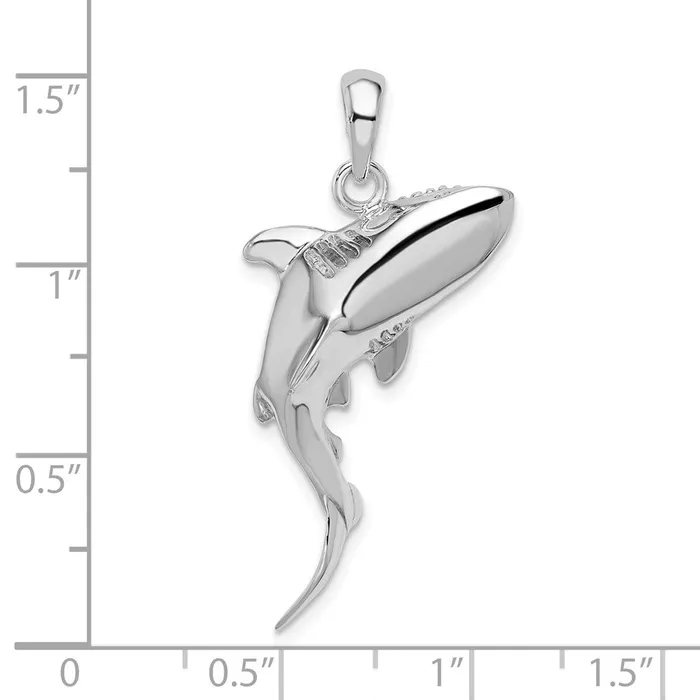 Sterling Silver Polished 3D Swimming Shark Pendant TreasureFineJewelers Necklaces