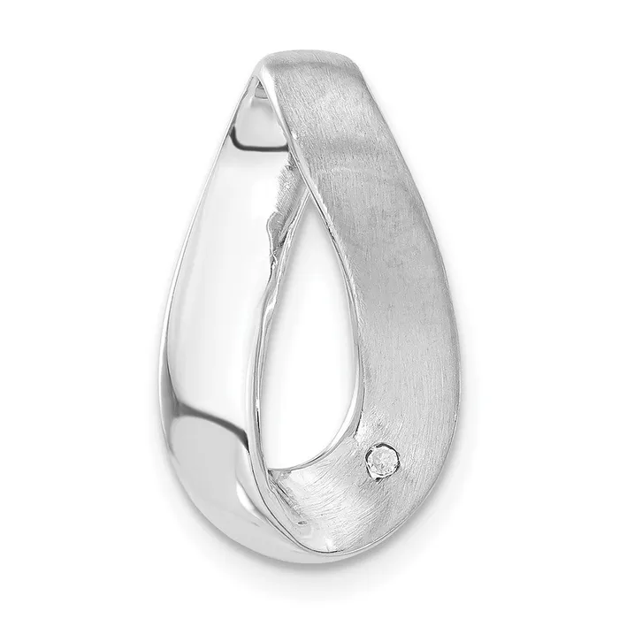 Sterling Silver Polished CZ Satin Twisted Link Chain Slide Pendant TreasureFineJewelers Necklaces Sterling Silver Polished CZ Satin Twisted Link Chain Slide Pendant TreasureFineJewelers Necklaces