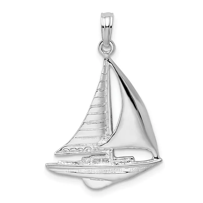 Sterling Silver Polished Sailboat Pendant TreasureFineJewelers Necklaces