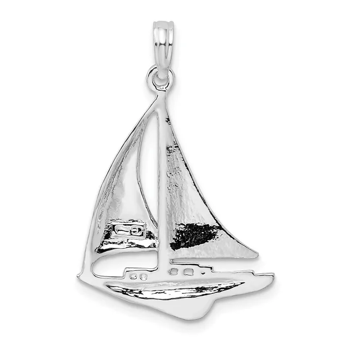 Sterling Silver Polished Sailboat Pendant TreasureFineJewelers Necklaces