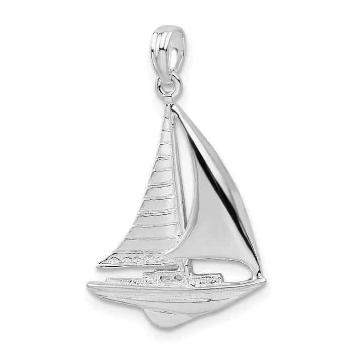 Sterling Silver Polished Sailboat Pendant TreasureFineJewelers Necklaces