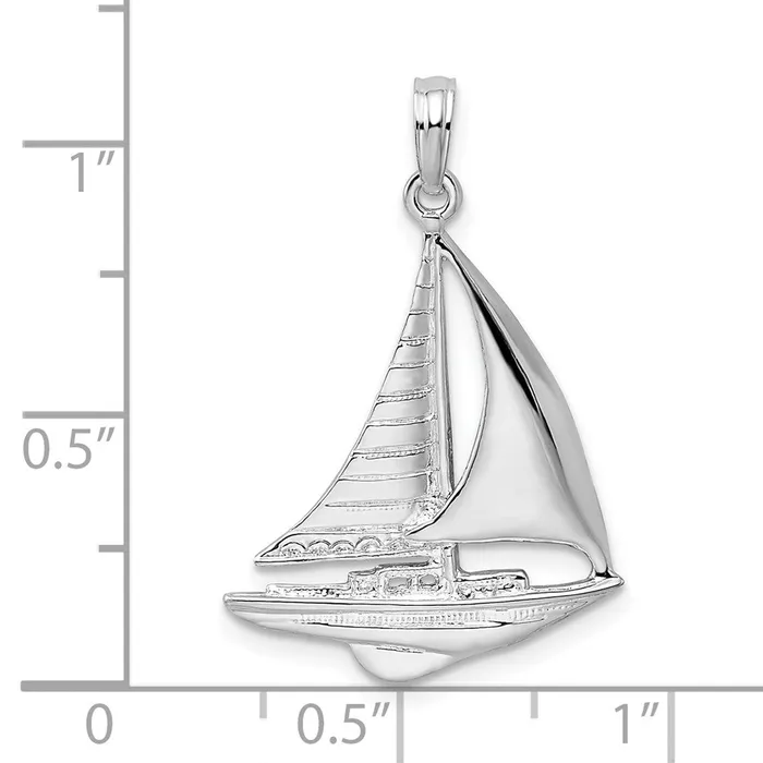 Sterling Silver Polished Sailboat Pendant TreasureFineJewelers Necklaces