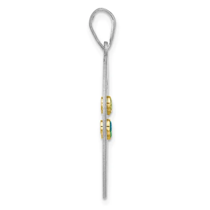 Sterling SilverRhodplated 4 Birthstone with 18K Bezel Family Pendant TreasureFineJewelers Necklaces