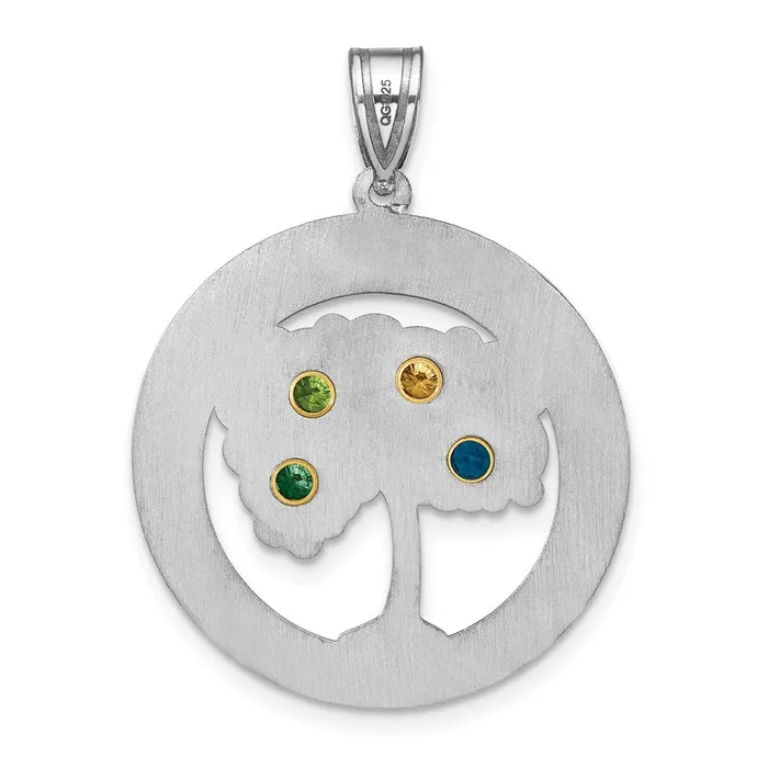 Sterling SilverRhodplated 4 Birthstone with 18K Bezel Family Pendant TreasureFineJewelers Necklaces