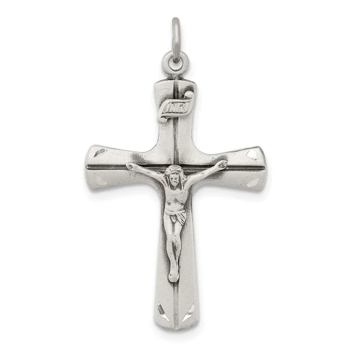 Sterling Silver Satin Antiqued Crucifix Pendant TreasureFineJewelers Necklaces Sterling Silver Satin Antiqued Crucifix Pendant TreasureFineJewelers Necklaces