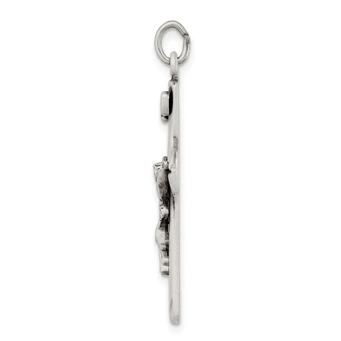 Sterling Silver Satin Antiqued Crucifix Pendant TreasureFineJewelers Necklaces