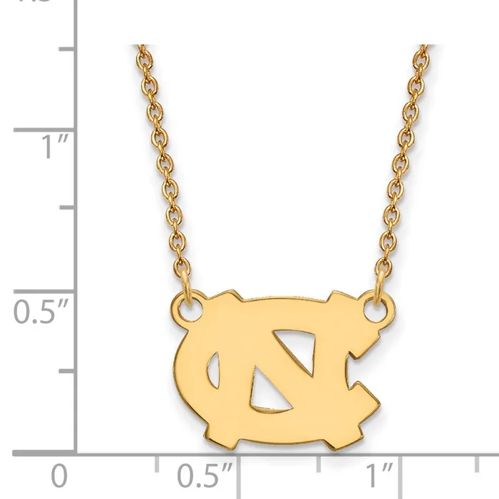 TreasureFineJewelers 10K Yellow Gold University of North Carolina Small Pendant with Necklace Necklaces