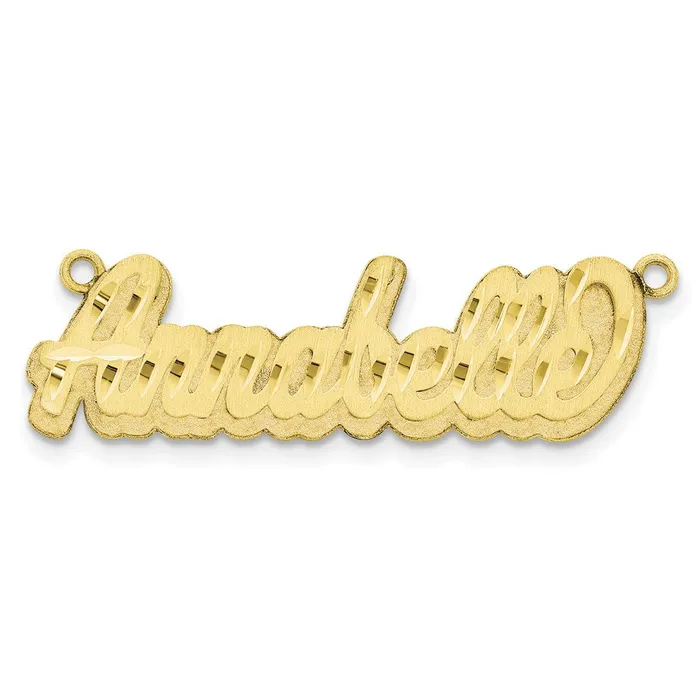 TreasureFineJewelers 10KY 3D Satin Diamondcut Name Plate Necklaces