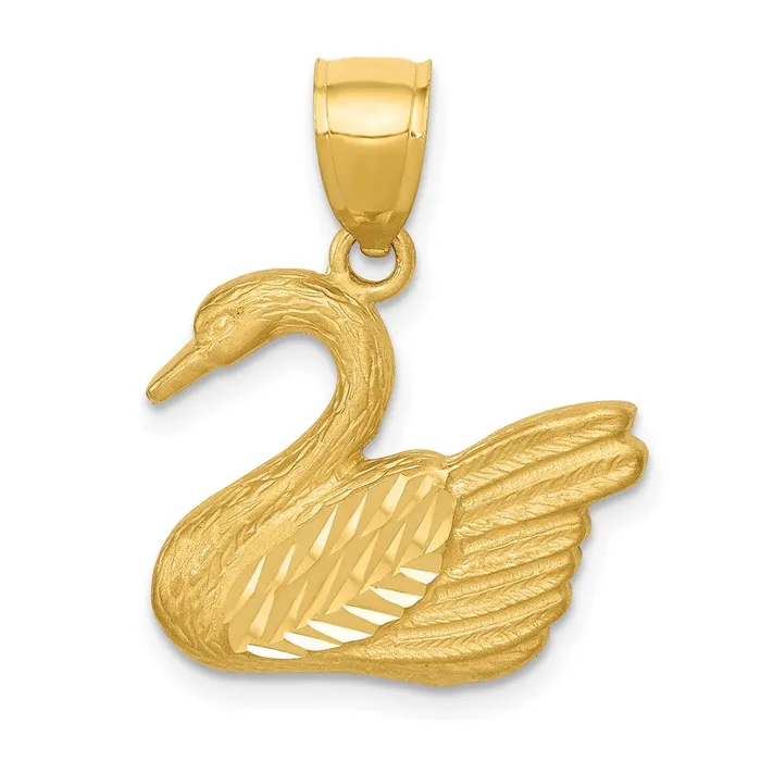 TreasureFineJewelers 14K Diamondcut Swan Pendant Necklaces