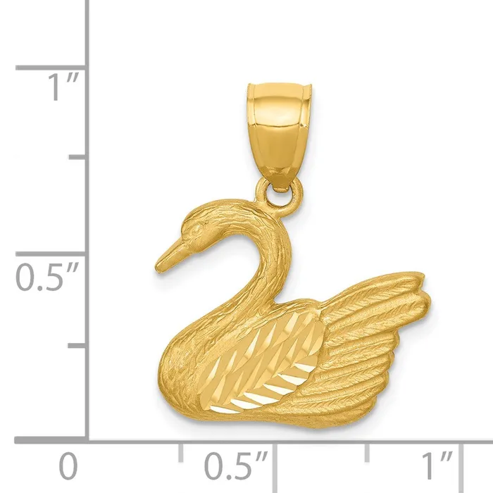 TreasureFineJewelers 14K Diamondcut Swan Pendant Necklaces