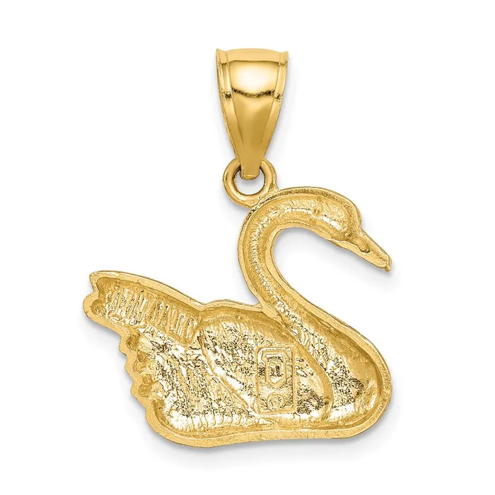 TreasureFineJewelers 14K Diamondcut Swan Pendant Necklaces