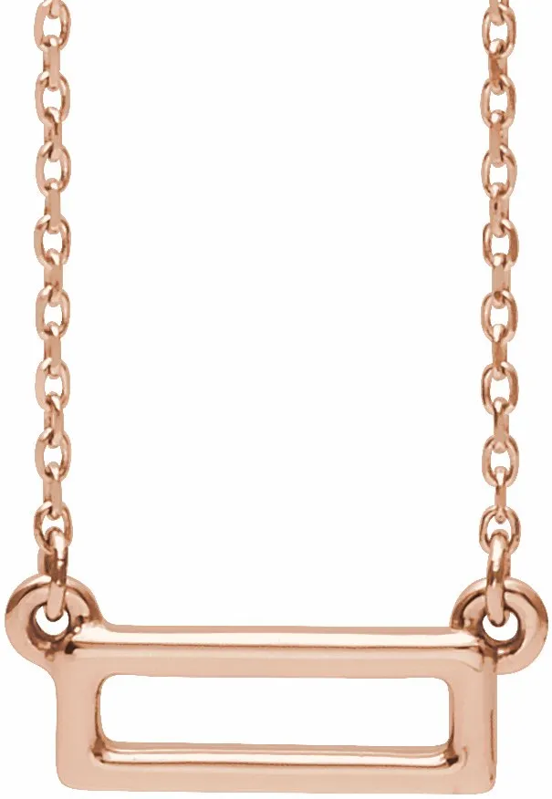 TreasureFineJewelers 14K Rose Gold Rectangle Bar 1618 Necklace Necklaces TreasureFineJewelers 14K Rose Gold Rectangle Bar 1618 Necklace Necklaces