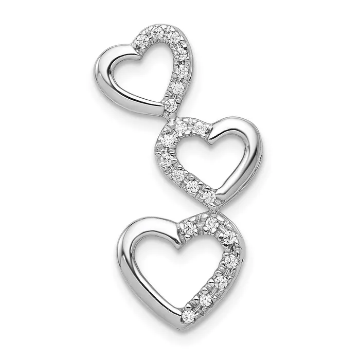 TreasureFineJewelers 14k White Gold 110ct Diamond Triple Heart Chain Slide Necklaces TreasureFineJewelers 14k White Gold 110ct Diamond Triple Heart Chain Slide Necklaces