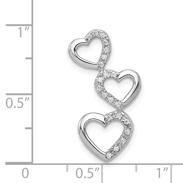 TreasureFineJewelers 14k White Gold 110ct Diamond Triple Heart Chain Slide Necklaces